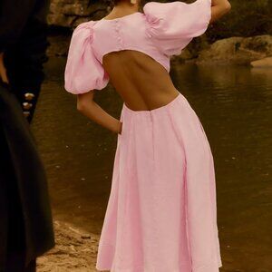 Aje Serendipity Cutout Midi Dress - pink